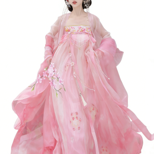 Spring & Summer Tang Dynasty Hanfu | Embroidered High-waisted Ruqun with Wide Sleeves